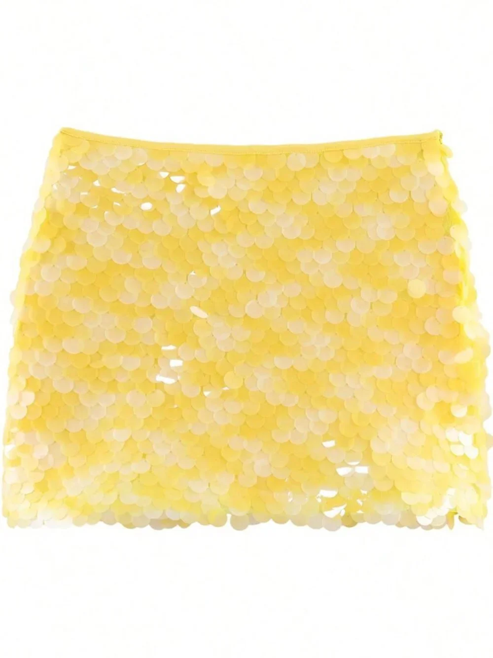 Yellow Party Women's Y2k Elegant Chic Shiny Pleated Regular Fit Bodycon Skirt